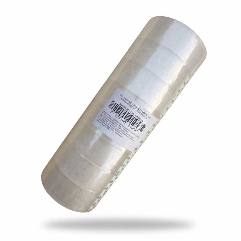 Set 8 role banda adeziva transparenta ingusta birou 18 mm x 33 m